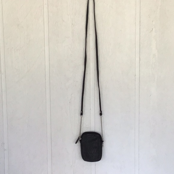 MINI BLACK RHINESTONE LEATHER POUCH BAG PURSE - Picture 8 of 10